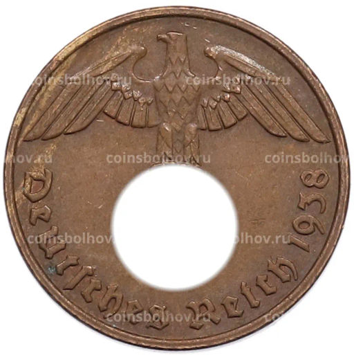 Монета 2 рейхспфеннига 1938 года G Германия