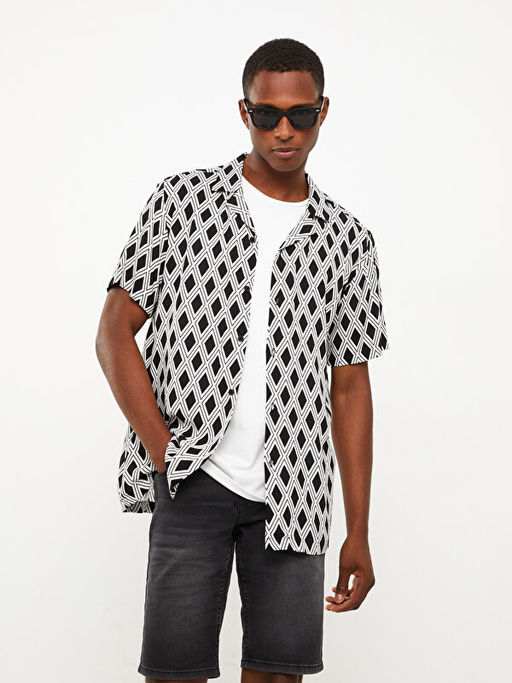 Regular Fit K?sa Kollu Desenli Viskon Erkek G?mlek - Waikiki фото 3