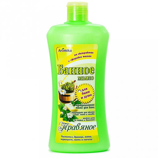 Мыло жидкое "Банное" 0,8л, 9х7х22см, травяное (Казахстан)
