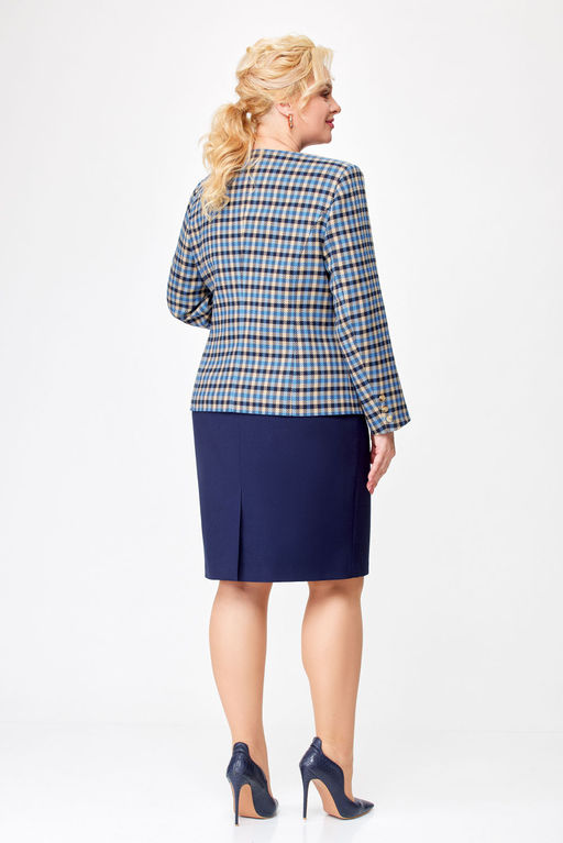 Костюм Swallow 687 бежево-голубая клетка+синий фото 6