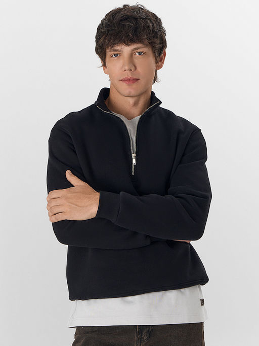 Теплый свитшот мужской черный с начесом