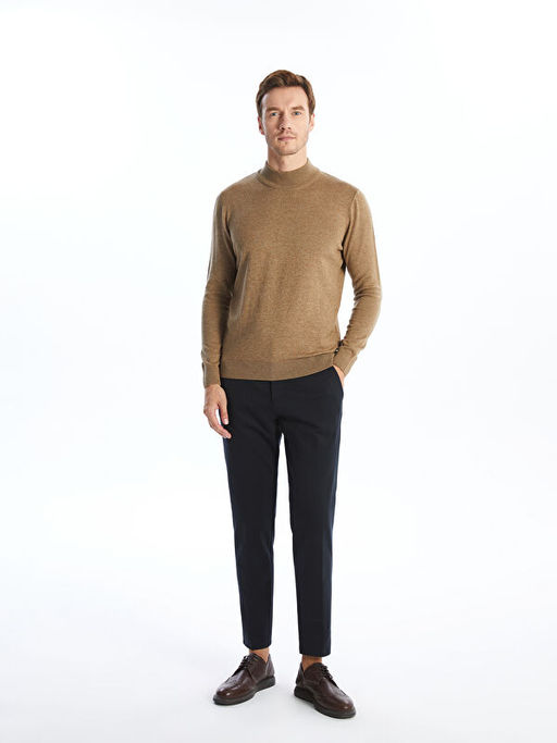 Yar?m Bal?k?? Yaka Uzun Kollu Erkek Triko Kazak