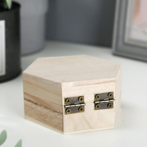 Цена за 2 шт. Шкатулка для росписи дерево «Шестигранник» 9×4.5×8 см