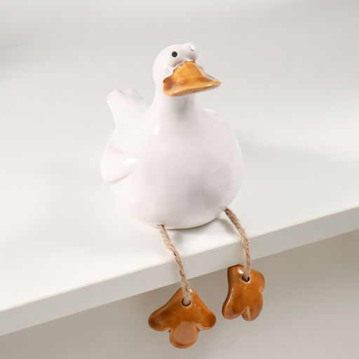 Сувенир керамика "Белый утёнок с висячими лапками" 8,6х11,1х12,1 см