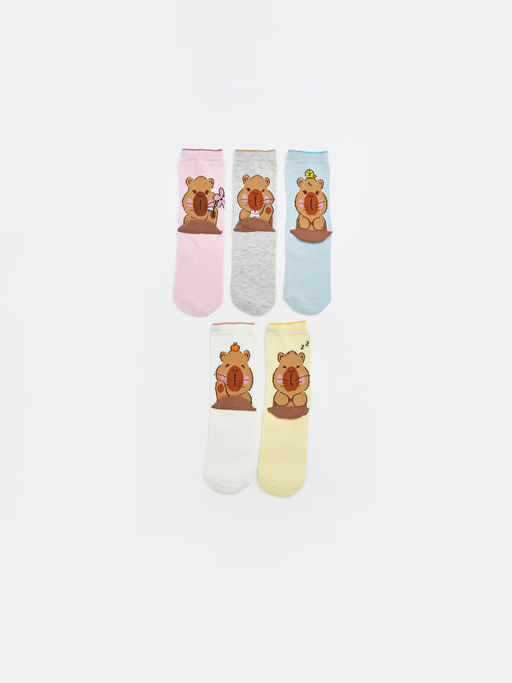 Desenli K?z ?ocuk Soket ?orap 5li