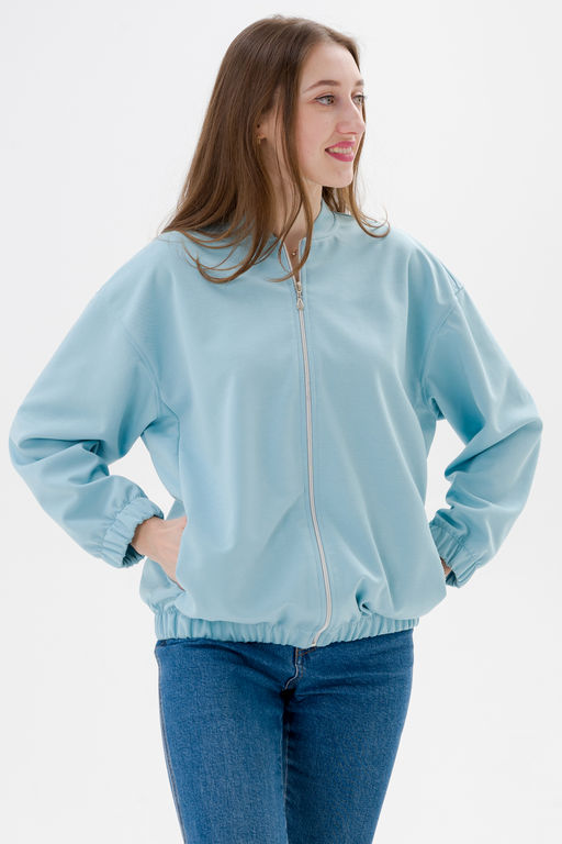 Бомбер из коттон фита аквамарин макси - Амадэль фото 8