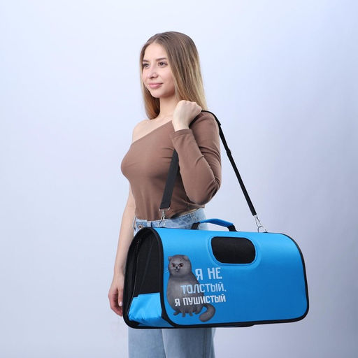 Сумка-переноска раскладная, каркасная Я не толстый 52x22x29 см - Пушистое счастье фото 9