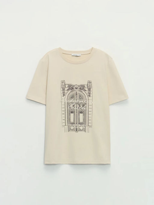 Футболка с принтом и вышивкой / Zarina фото 7