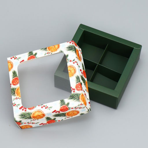 Цена за 5 шт. Коробка для конфет Апельсины, 10.5 х 10.5 х 3.5 см - Дарите счастье фото 3
