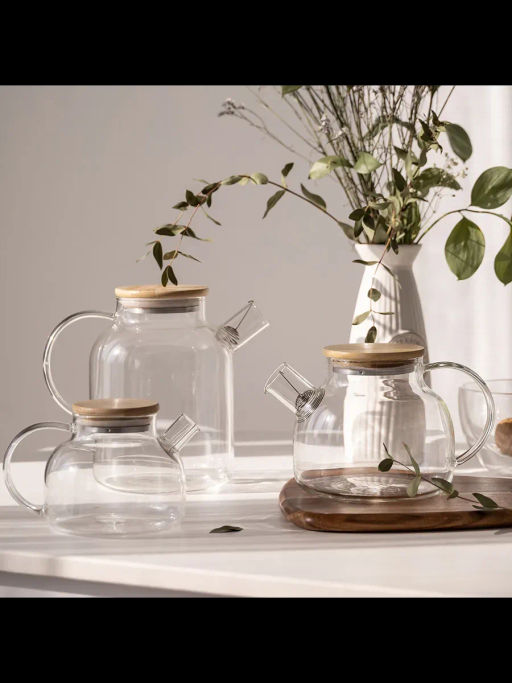 Чайник заварочный стекло с фильтром-пружинкой Гранат, 900 мл и Горелка под чайник Звезда - Fujian Province Guang Fu Tea фото 4