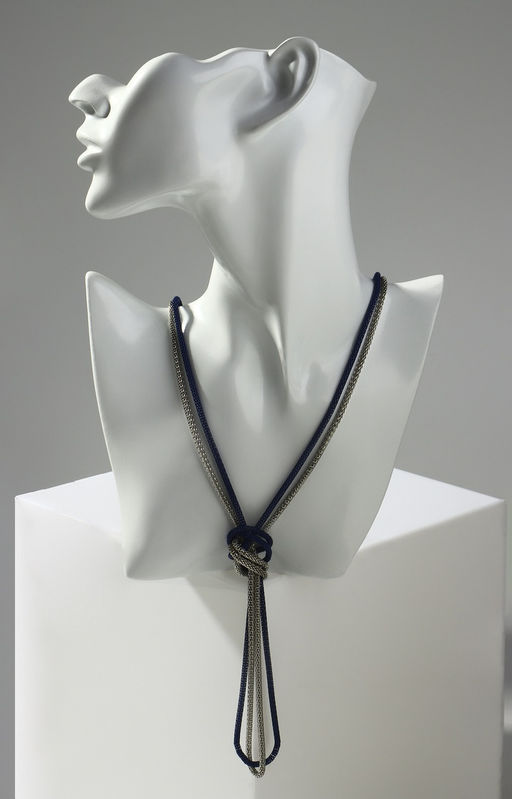 Бусы Трансформер 2 нити (несколько способов носки), цвет сине-серебряный, 118 см