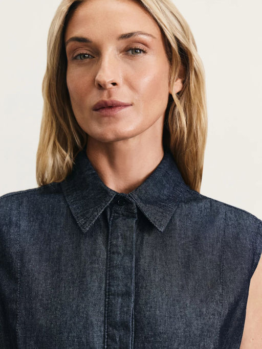 Джинсовая рубашка без рукавов / Zarina  фото 7