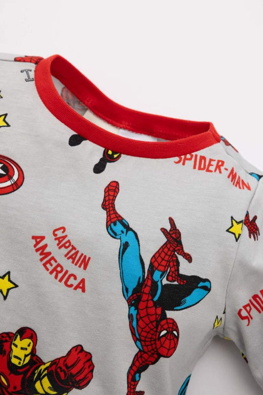 Пижамный комплект с длинными рукавами и комиксами Marvel для маленьких мальчиков - Defacto фото 3