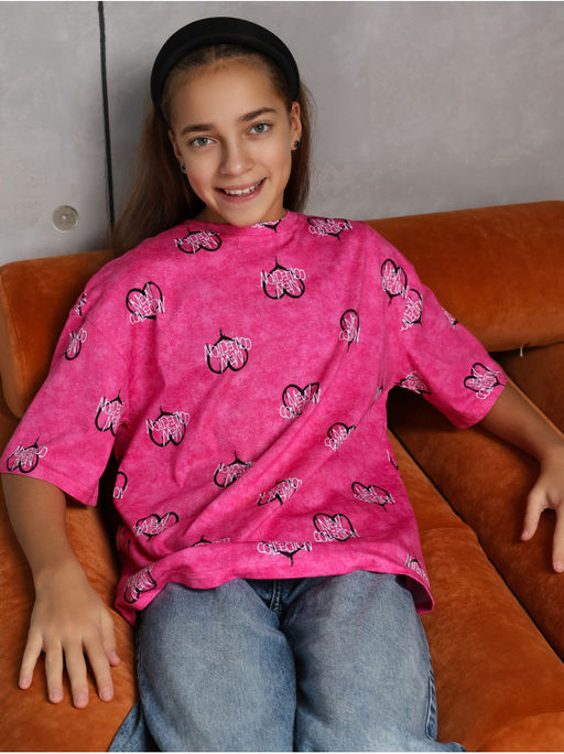 Футболка "Принт" Розовый Девочка