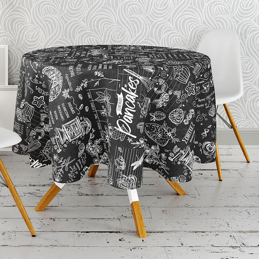 Скатерть д146см "Версаль" графит, диаметр стола до 105см, на 6 персон, рогожка 186г/м2, хлопок 100%, упаковка классическая 28х41см, "Домашняя мода" (Россия)