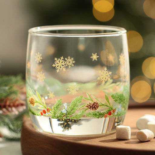 Стакан стеклянный новогодний «Зимний букет», 310 мл, золотая деколь