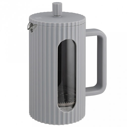 Френч-пресс пластмассовый корпус "Лилиан" 600мл, колба из жаропрочного боросиликатного стекла s2мм, пресс-фильтр из нержавеющей стали s0,3мм, ребристая поверхность, серый, цветная коробка, "TalleR" (Китай)