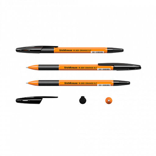 Цена за 50 шт. Ручка шариковая ErichKrause R-301 Stick&Grip Orange 0.7, цвет чернил синий (в коробке по 50 шт.)  фото 7