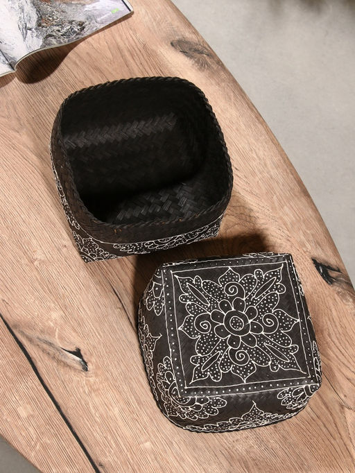 Корзинка плетёная «Бонтанг», 19×19×14 см, бамбук, тёмная