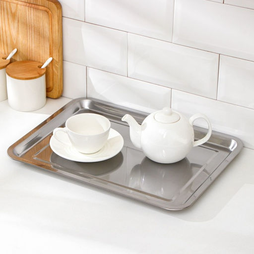 Поднос из нержавеющей стали, 40×30×2 см (± 1 см)