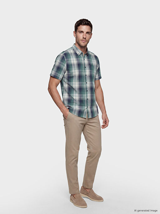 Regular Fit Ekose Poplin Erkek G?mlek
