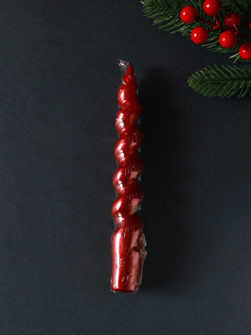 Цена за 2 шт. Свеча витая LUXURY, 25×170 мм, лакированная, красная