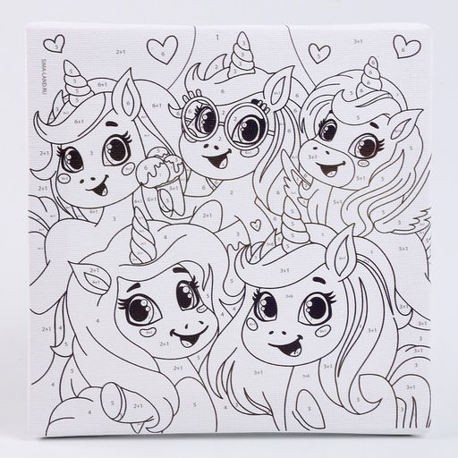 Картина по номерам для детей «Единорожки-друзья», 15×15 см