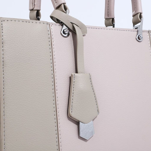 Сумка тоут на молнии, наружный карман, длинный ремень, цвет серо-бежевый - Simaland фото 4