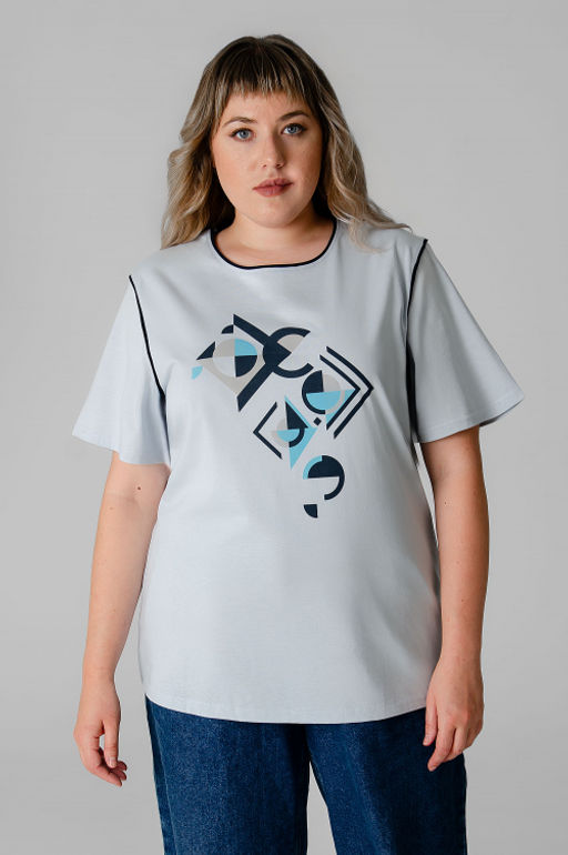 Арт. 31114 Футболка женская 50-58 (5 шт) Цвет:Голубой - Калинка фото 16