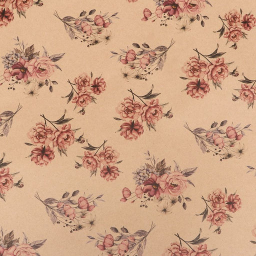 Цена за 2 шт. Бумага упаковочная, крафт «Пионы», 70×100 см, 1 лист