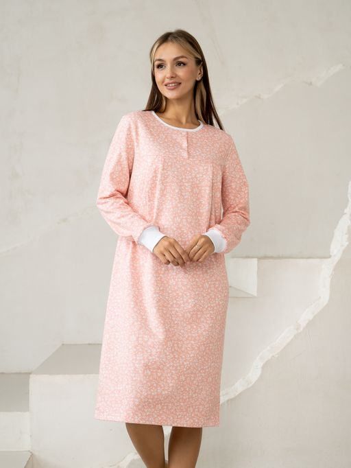 Сорочка жен.арт.602/1-3,розово-белая футер с начесом (хлопок 100%). - Binita фото 2