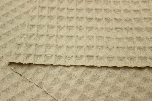 Вафельное премиум-полотно Бохо цв.бежево-желтый, ш.1.5м, хлопок-100%, 240гр/м.кв - Купава фото 4