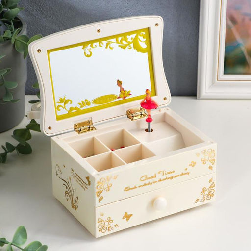 Шкатулка музыкальная механическая «Трельяж с золотым узором», пластик, 16.5×11×20 см