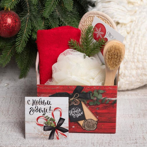 Набор новогодний подарочный Этель Счастья в Новом году полотенце 30?60 см и аксессуары (4 предмета)