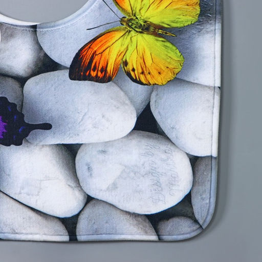 Коврики для ванной и туалета Доляна Камни, 2 шт: 40?50 см, 50?80 см, цвет белый  фото 3