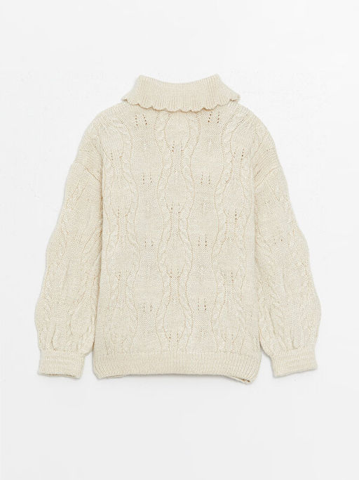 G?mlek Yaka Kendinden Desenli Uzun Kollu K?z Bebek Triko Kazak - Waikiki фото 2