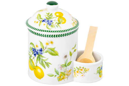 Банка д/соли 12,5*8,5*12,5 см 350 мл Лимоны с крышкой + деревянная ложка, NEW BONE CHINA - Elan gallery фото 7