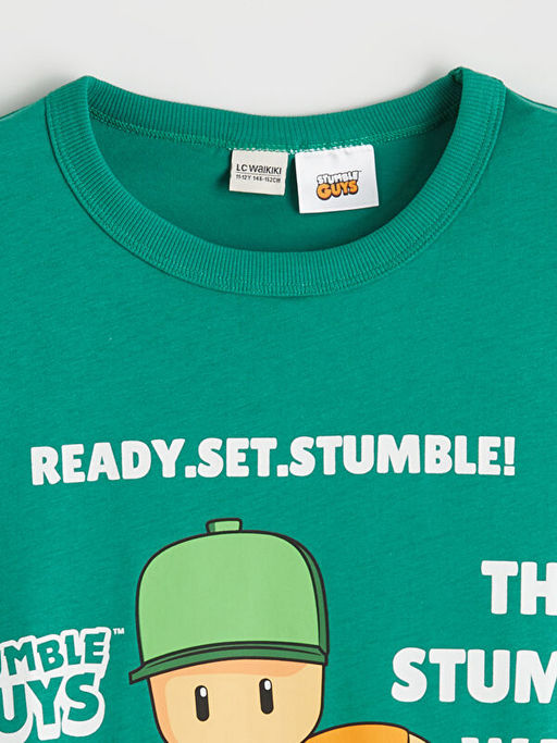 Bisiklet Yaka Stumble Guys Bask?l? Erkek ?ocuk Ti??rt