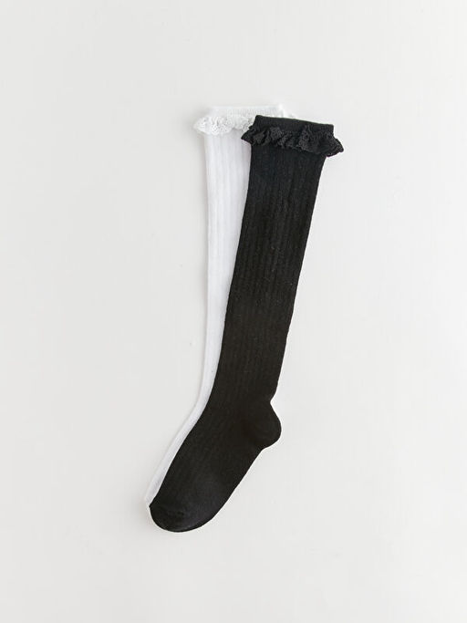 Dantel Detayl? K?z ?ocuk Diz Alt? ?orap 2li - Waikiki фото 2