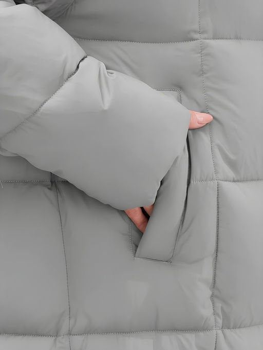 Пальто зимнее утепленное с капюшоном женское серого цвета 7741Sr Бренд: Visdeer фото 5