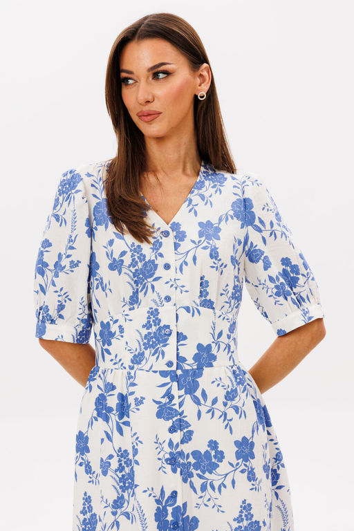 Платье Lars Style 1088 молочно-голубой принт