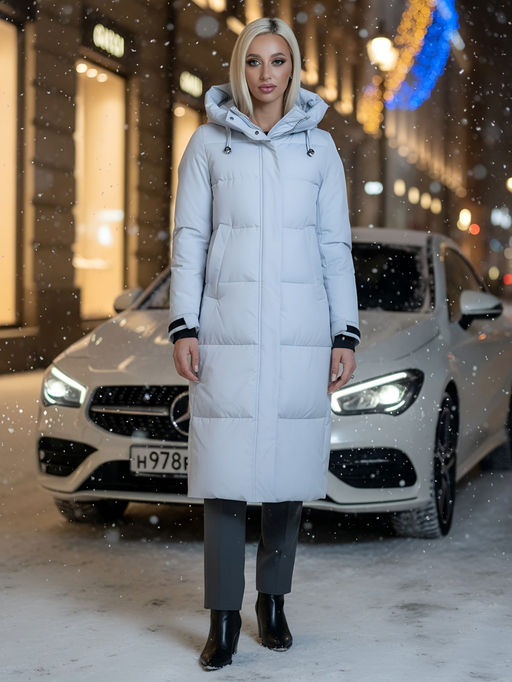 Пальто зимнее MTFORCE 9615SS женское утепленное стеганное светло-серое фото 24