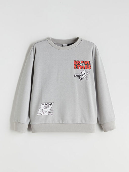 Bisiklet Yaka Brawl Stars Bask?l? Uzun Kollu Erkek ?ocuk Sweatshirt