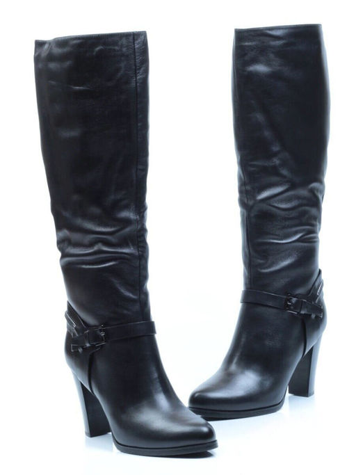 F130-020M BLACK Сапоги зимние женские (натуральная кожа, натуральный мех (полностью))