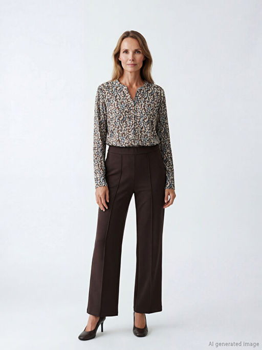 Ka??k Yaka Desenli Bluz