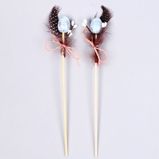 Декор на палочке «Перо и яйцо» набор 2 шт., МИКС