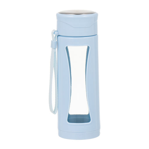 Бутылка для воды, 380 мл, стеклянная, голубая