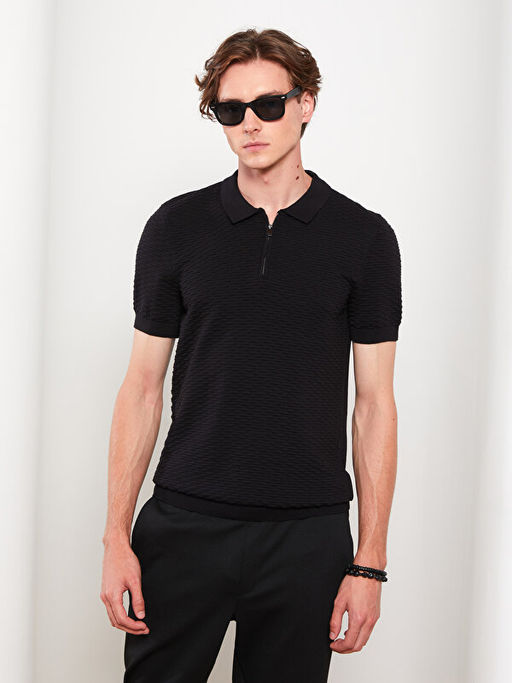 Polo Yaka K?sa Kollu Erkek Triko Kazak