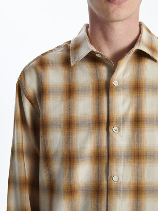 Regular Fit Uzun Kollu Ekose Gabardin Erkek G?mlek