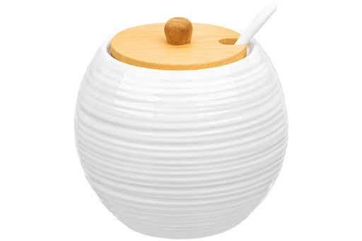 Набор - чайник 900 мл + сахарница 450 мл "Шелк" с ложкой на дер. подставке